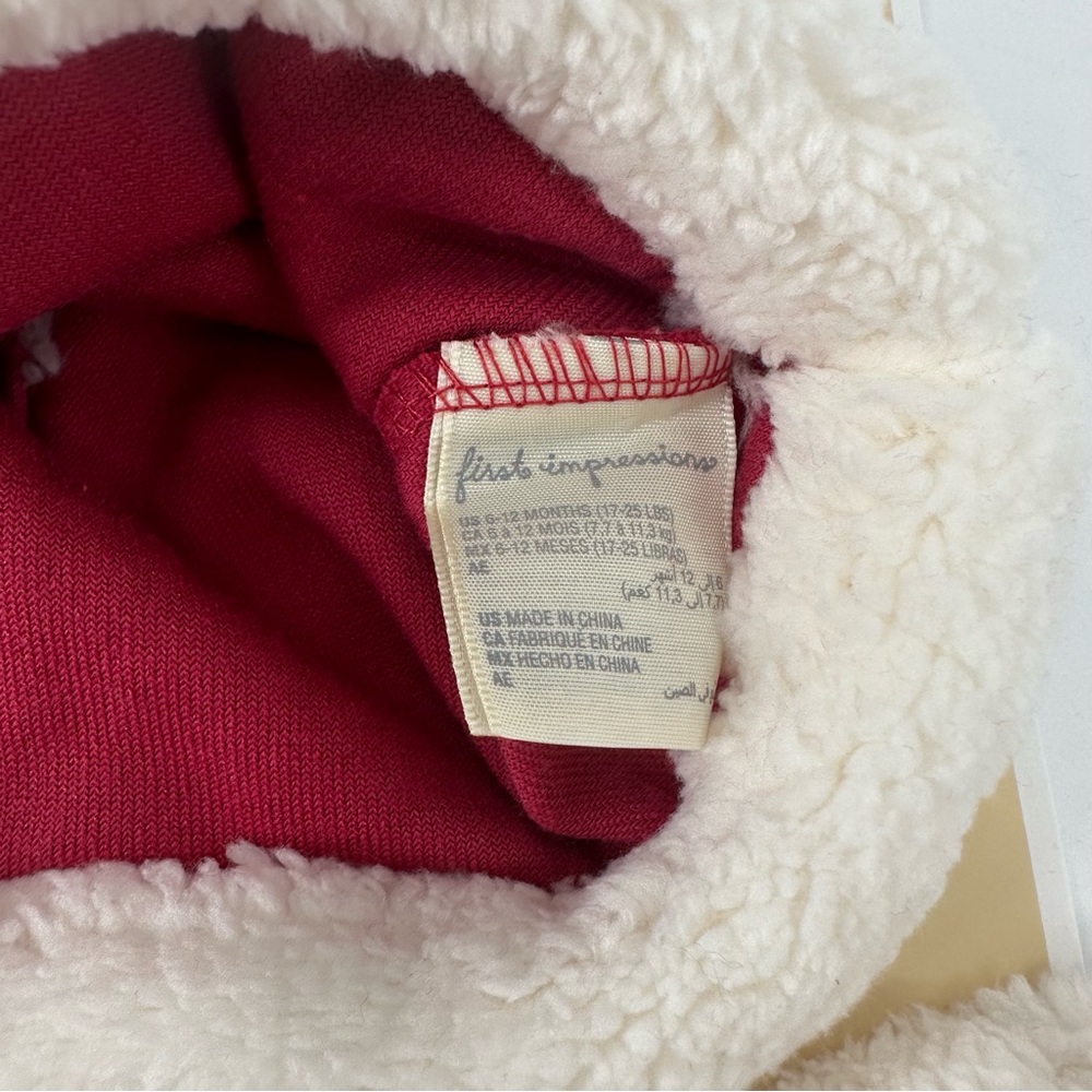 First Impressions Baby Red Holiday Hat and Booties Set Size 6-12 Months New - Picture 5 of 8